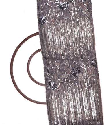 Silver Grey Colour Sequin Work Imported Net Fabric - Fabric Dekho